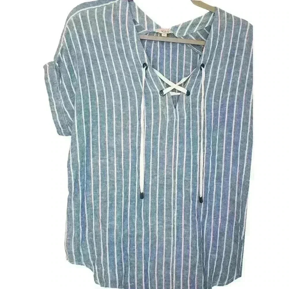 Rails Jeri St. Germain Stripe Linen Top Size Small - image 4
